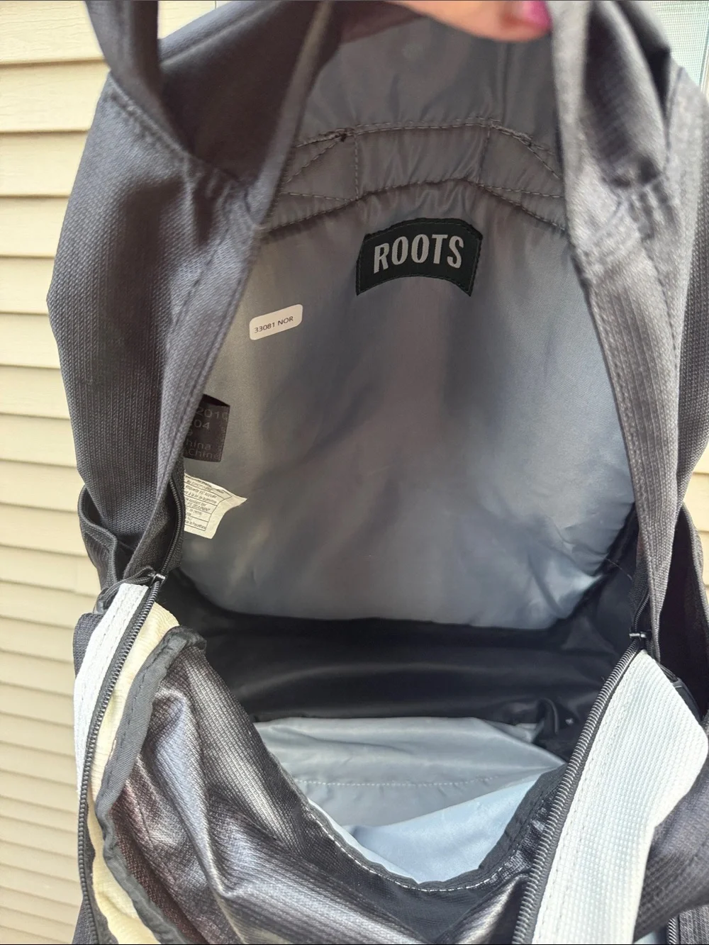 Roots Black and Light Gray Backpack with Yellow Bungee - standard size